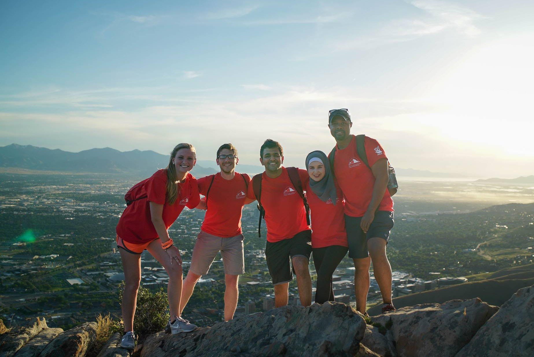 Pharmacy students on a mountaintop