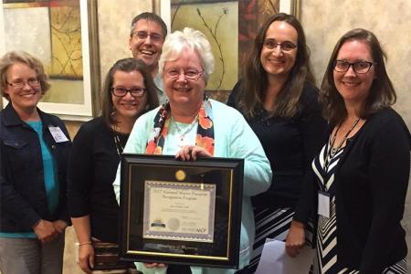 Dr. Mary Walker receiving an award